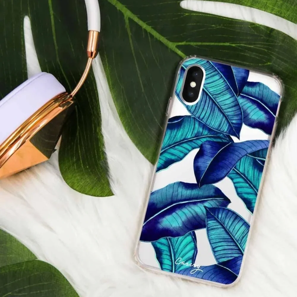 NEW! Tropical Leaves Slim Case iPhone X/XS Dual-Layer Shock Absorbent Green Blue